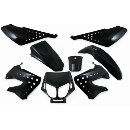 Schneller Versand Verkleidungskit 8 Teile Vinculexx schwarz matt (unlackiert)-Aprilia RX - SX - Derbi Senda bis 2010