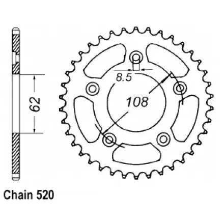 Kostenloser Rückversand Kettenrad 42 Zähne - 520 T - Aprilia RS 125 bis Baujahr 2007