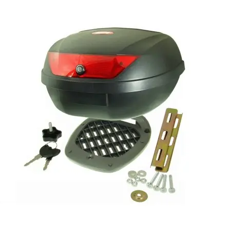 Topcase Motorradkoffer schwarz rot 51L 59.5x44x31.5 cm Beliebt