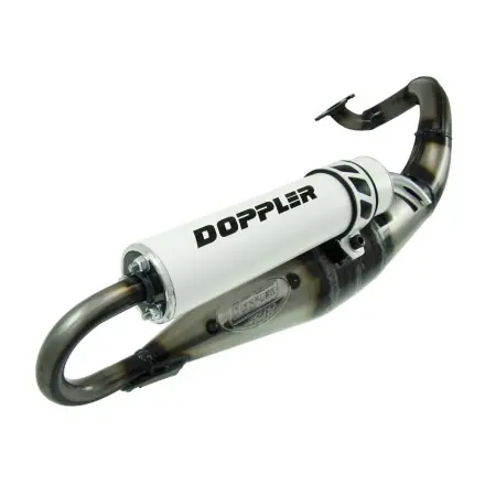 Jetzt Kaufen Auspuff Doppler S3R Evolution weiss (ABE) Peugeot Motor - Speedfight 1 + 2 - Buxy - Vivacity - Trekker
