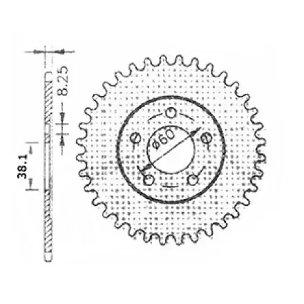 Zertifiziert Kettenrad 38 Zähne- Rieju RS1