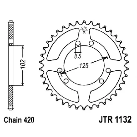 Rabatt Kettenrad 52 Zähne - 420 T - 6-Loch - Derbi Senda DRD - R - SM - Rieju RR