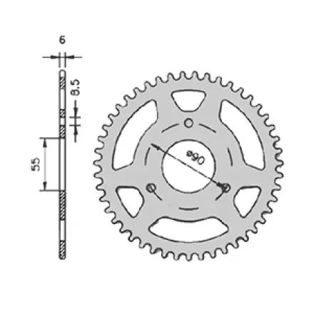 Kostenloser Rückversand Kettenrad 42 Zähne - 420 T - 3-Loch - Rieju RS2