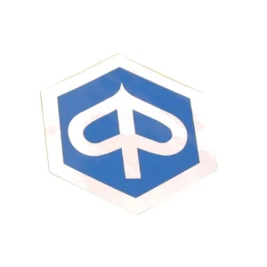 Expressversand Piaggio Logo Embleme Sticker Aufkleber Blau/Chrom 6-Kant 35x40 mm