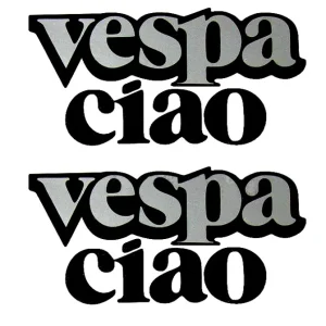 2 x Aufkleber Piaggio Vespa Ciao Schriftzug Sticker grau/anthra 110x55 mm Preiswert