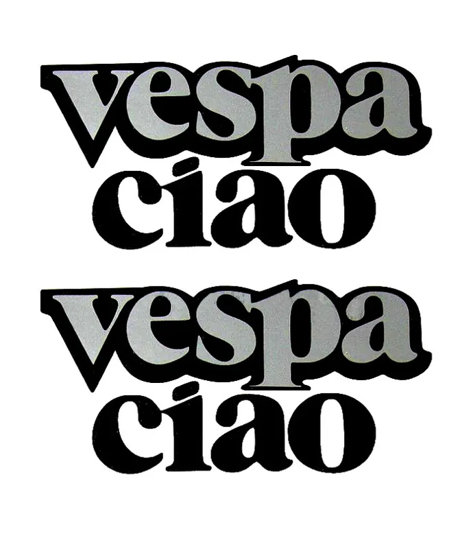2 x Aufkleber Piaggio Vespa Ciao Schriftzug Sticker grau/anthra 110x55 mm Preiswert
