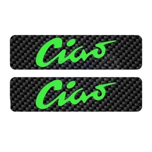2x Schriftzug Tankaufkleber Carbonoptik grün 115x30 mm Tank Sticker Ciao Highlight