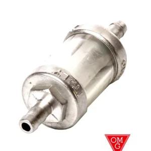 Benzinfilter Metall / Glas transparent 6mm Länge 39mm -OMG- Mega-Angebot
