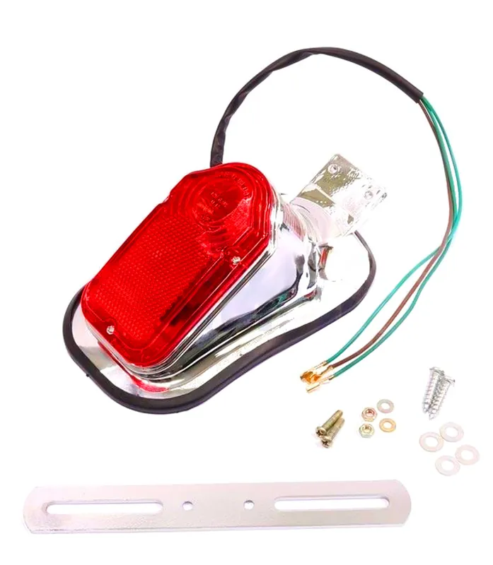 Markenprodukt Rücklicht Rückstrahler mit KennzeichenhalterOldtimer chrom Mofa Moped