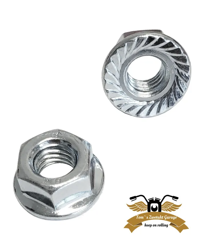 2 x Flanschmutter M8 Sperrzahn Mutter Bundmutter DIN 6923 Edelstahl V2A Mofa Moped Kostenloser Versand