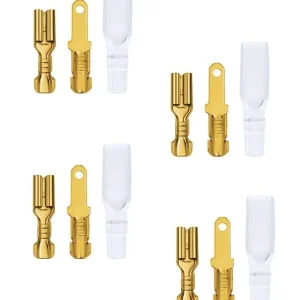 4 Stück Mofa Moped Flachstecker Kabelschuh Messing 2,8 mm mit Isolierhülle Sonderangebot
