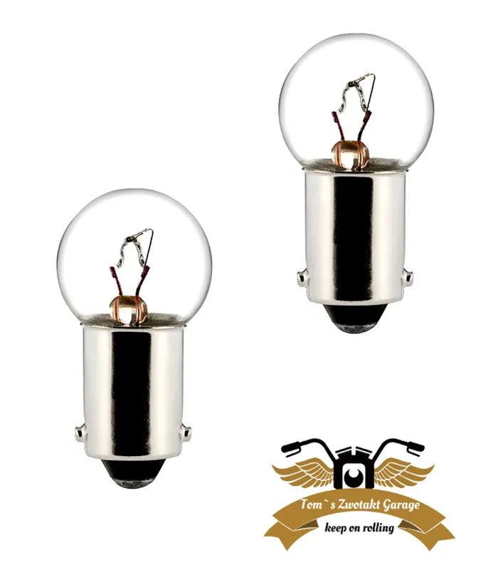 2 x Birne BA9S 6V 7,5W Mofa Moped Mokick Roller Klarglas Beliebt