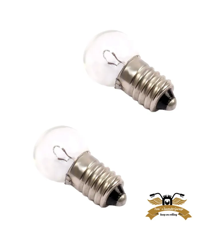 2 X Birne Lampe Mofa Moped Schraubgewinde E10 6V 0,5W Aktuell
