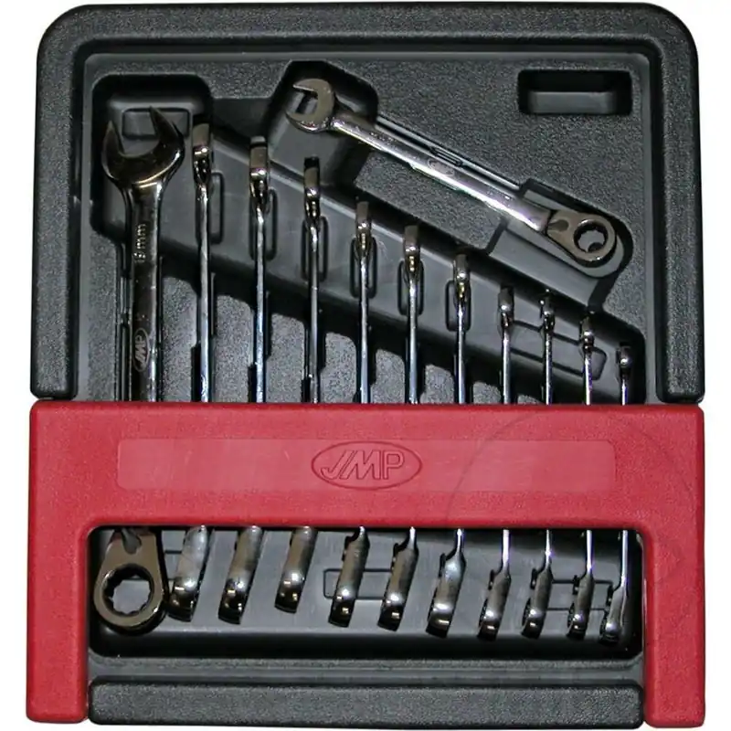 Aktuell JMP ratchet ring wrench open-end wrench set 12 pieces, with changeover