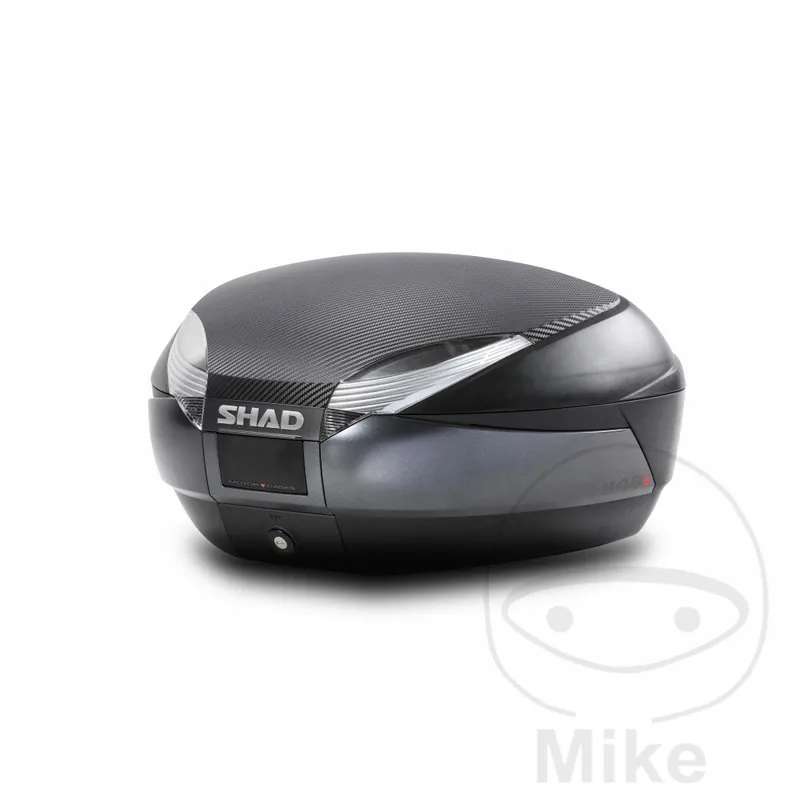 Kostenloser Rückversand Topcase de carbono negro de 48 litros SHAD SH48 con placa de transporte y respaldo