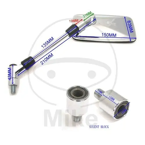 Mirror chrome left or right JMP for Suzuki TU 125 AN 250 400 Burgman GSF 650 1200 1250 Echt